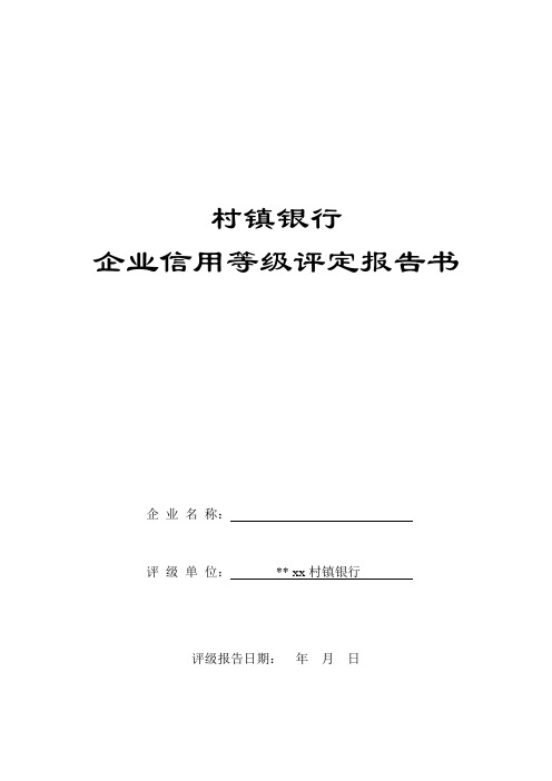 村镇银行企业信用等级评定报告书