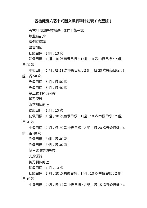 囚徒健身六艺十式图文详解和计划表（完整版）