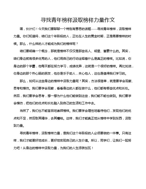 寻找青年榜样汲取榜样力量作文