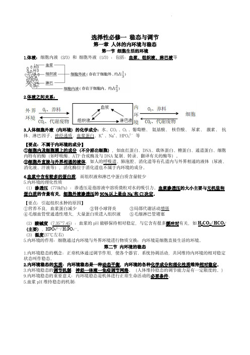 高中生物选择性必修一知识点总结(人教版)