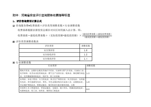 河南省评价项目收费标准(1)