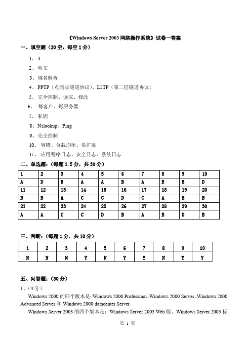 模拟题1答案