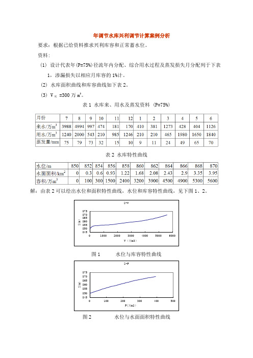 水利计算案例分析剖析