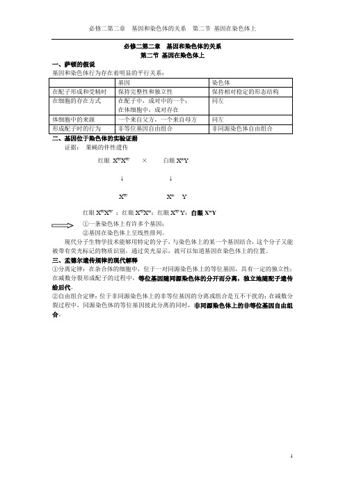 必修二第二章第二节基因在染色体上