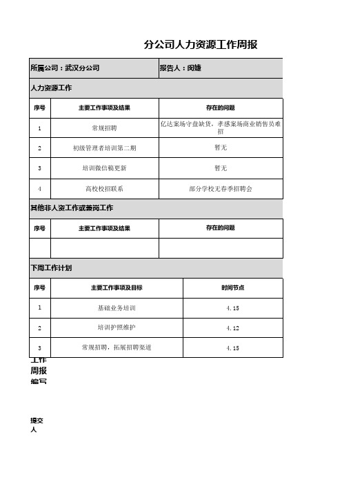 HR工作周报表