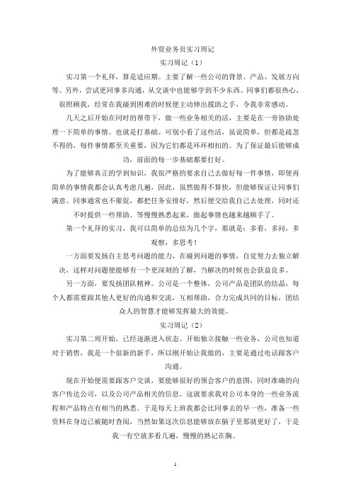 精选外贸业务员实习周记