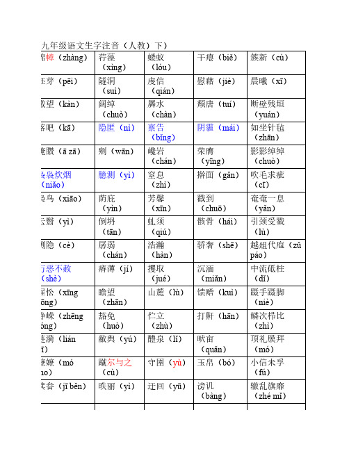 九年级语文生字注音及成语(人教)下)