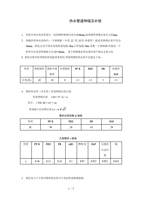 热水管道的伸缩及补偿