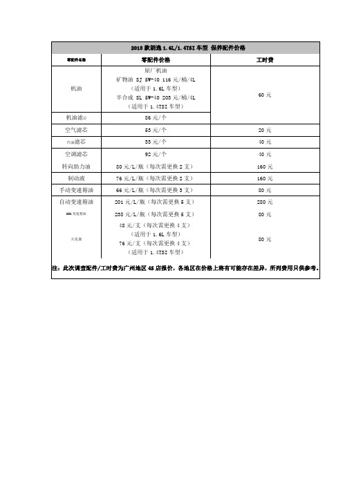 朗逸车保养相关知识