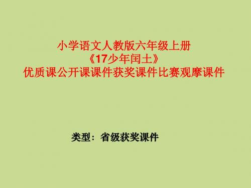 小学语文人教版六年级上册《17少年闰土》优质课公开课课件获奖课件比赛观摩课件