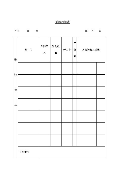 采购月报表表格、