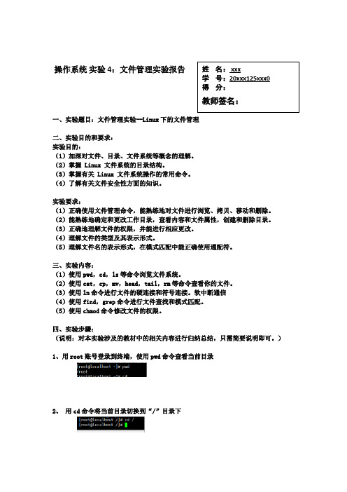 操作系统 实验4：文件管理实验报告