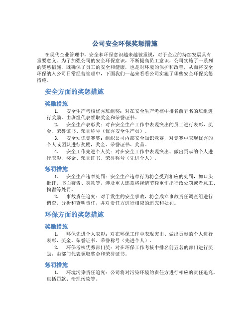 公司安全环保奖惩措施