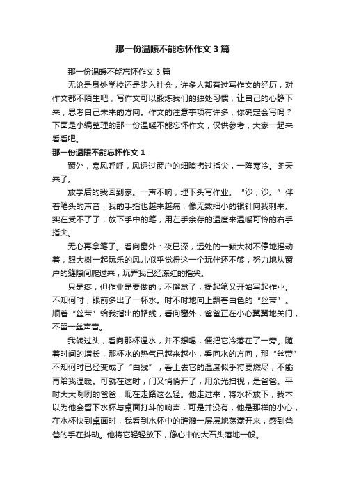 那一份温暖不能忘怀作文3篇