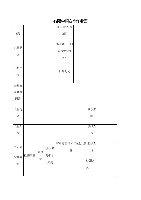 有限空间安全作业票