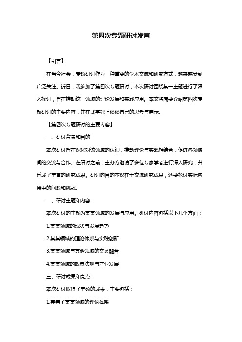 第四次专题研讨发言