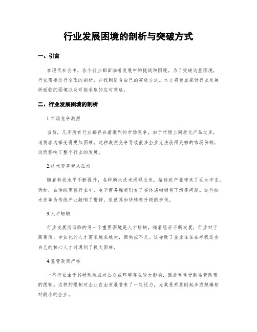 行业发展困境的剖析与突破方式