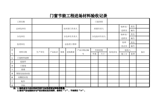 门窗节能工程进场材料验收记录