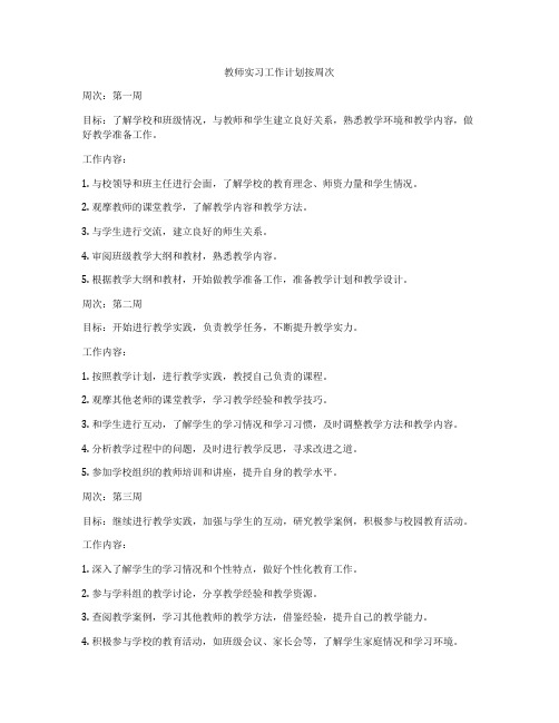 教师实习工作计划按周次