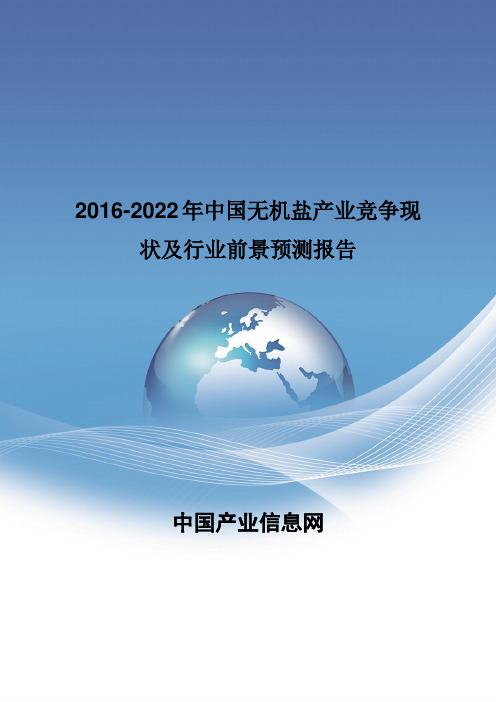 2016-2022年中国无机盐产业竞争现状报告