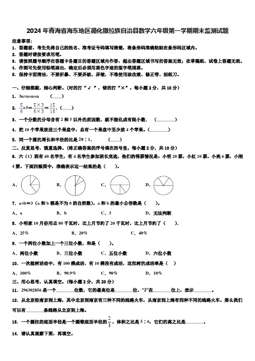 2024年青海省海东地区循化撒拉族自治县数学六年级第一学期期末监测试题含解析