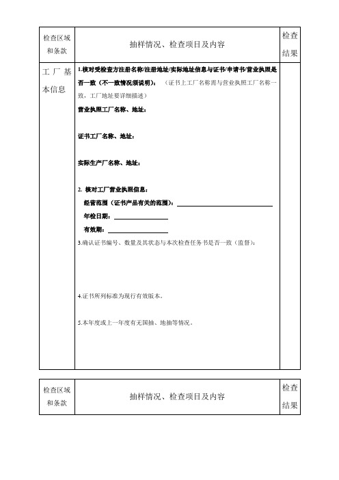 CCC工厂检查记录表