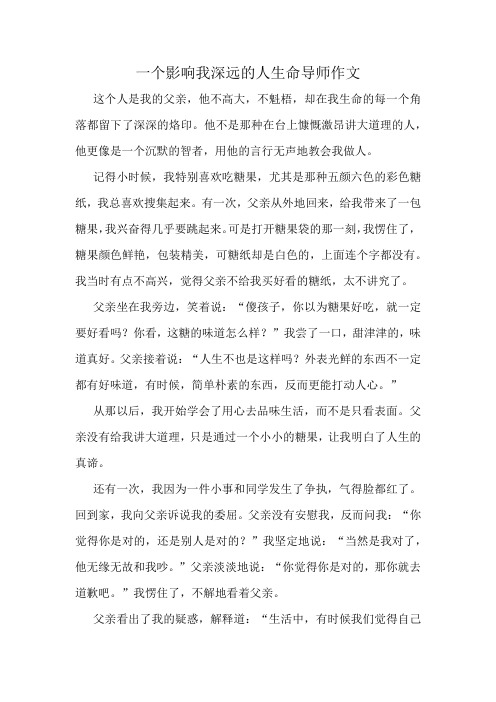 一个影响我深远的人生命导师作文