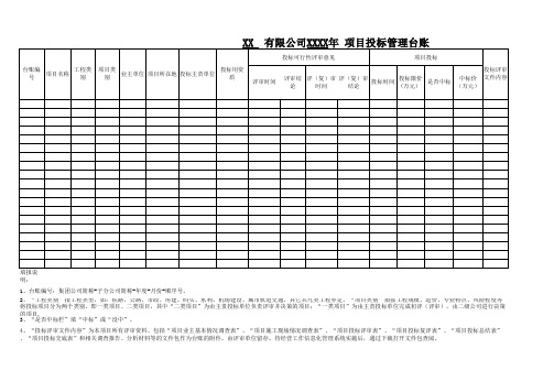 投标项目评审台账