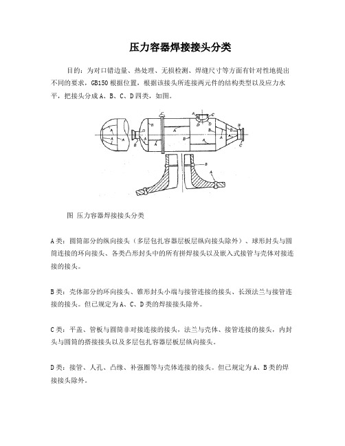 压力容器焊接接头分类