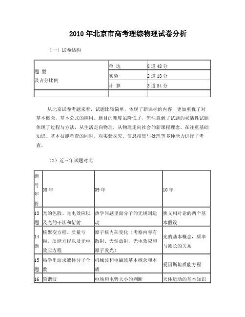 近三年高考物理试卷分析