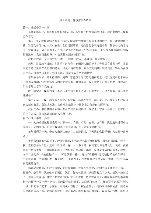 成长中的一件事作文500字优秀作文