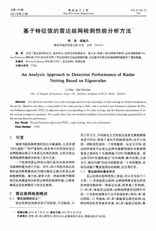 基于特征值的雷达组网检测性能分析方法