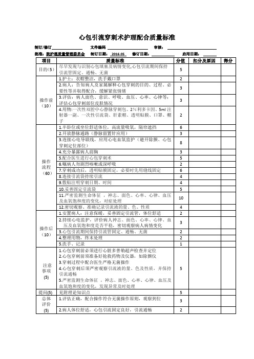 心包引流穿刺术护理配合质量标准