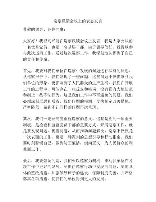 巡察反馈会议上的表态发言