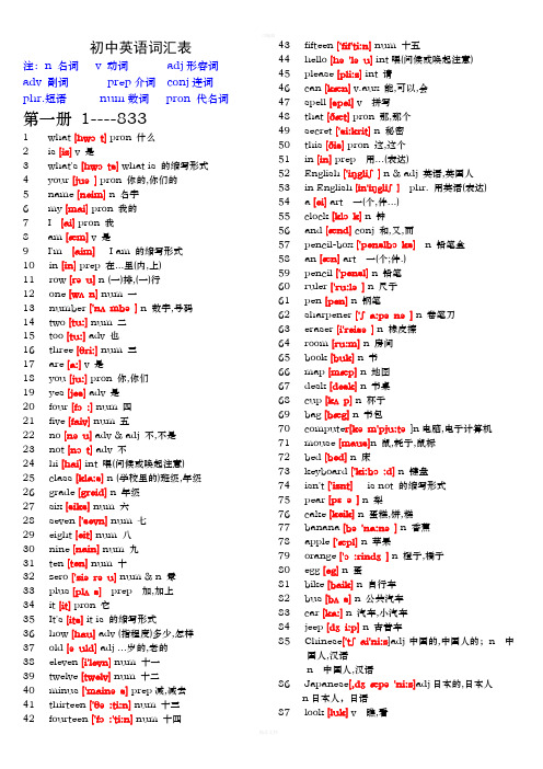 初中英语单词表大全(2182个带音标)