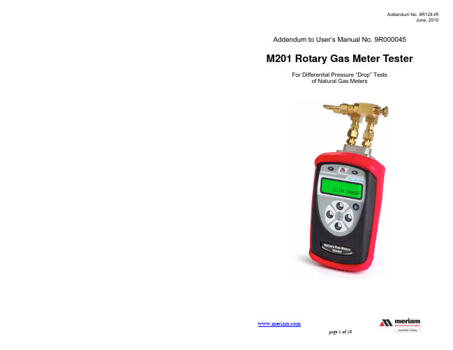 Meriam M201 Rotary Gas Meter Tester User's Manual 