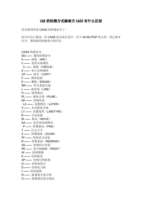 CAD的快捷方式跟南方CASS有什么区别