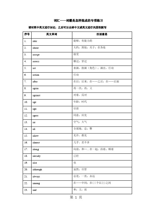 词汇——词霸是怎样炼成的专项练习