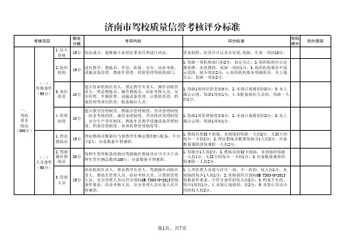 济南市驾校质量信誉考核评分标准