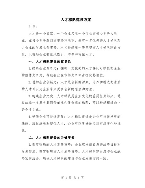 人才梯队建设方案