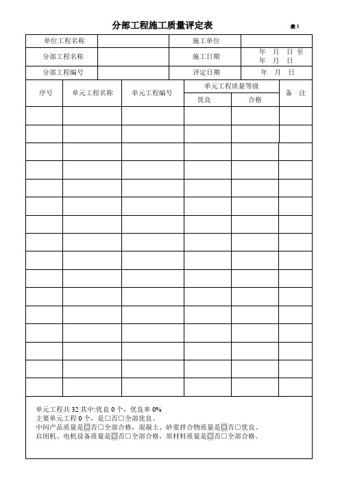 分部工程工序质量评定表