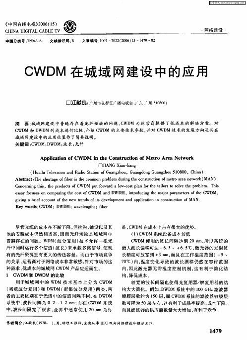 CWDM在城域网建设中的应用