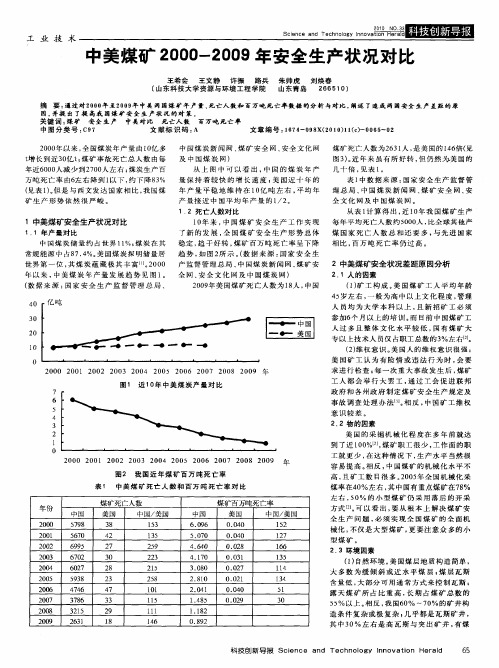 中美煤矿2000-2009年安全生产状况对比