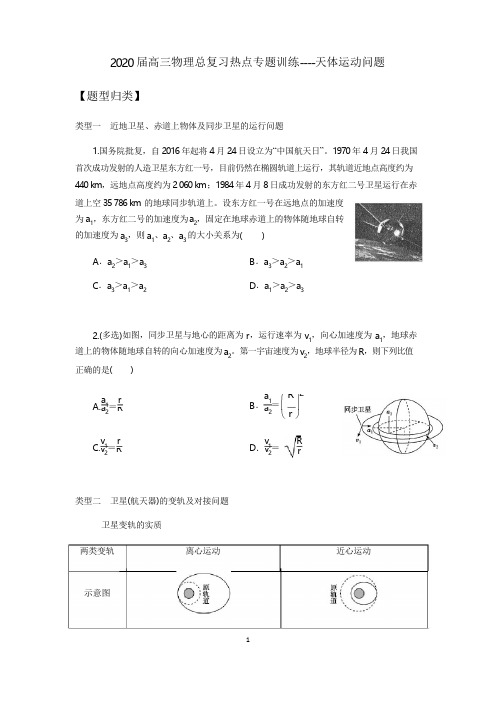 2020届高三物理总复习热点专题训练----天体运动问题(原卷版)