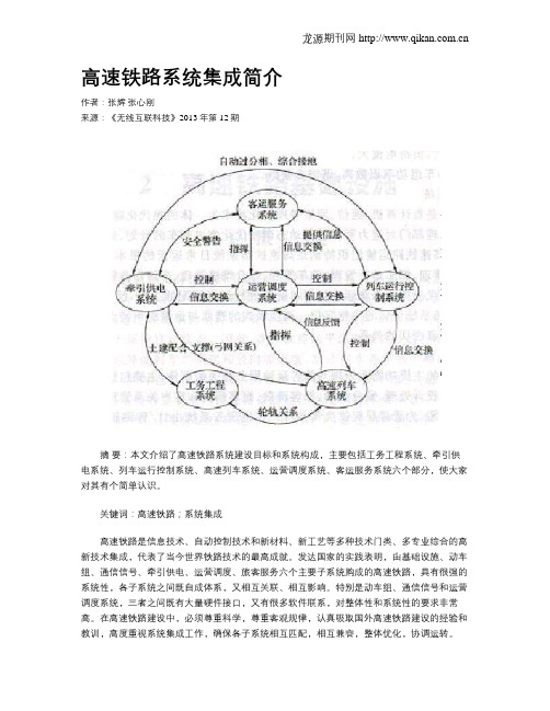 高速铁路系统集成简介