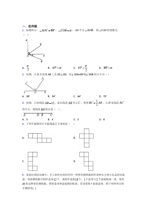 初一数学上期末第一次模拟试卷含答案