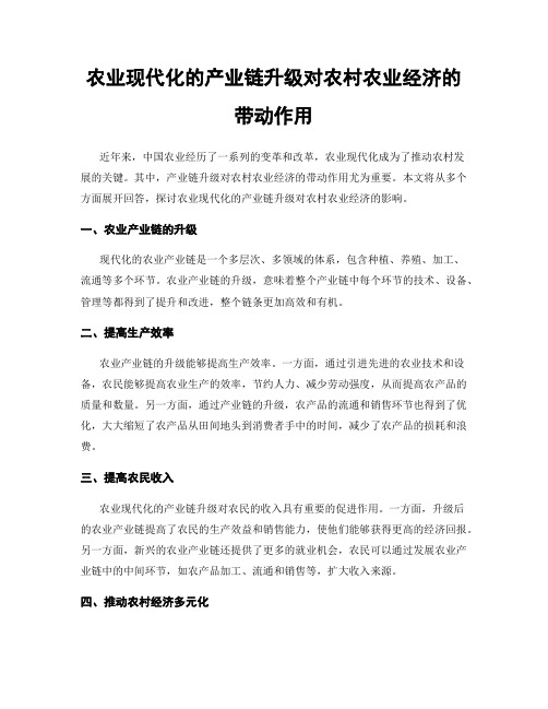 农业现代化的产业链升级对农村农业经济的带动作用