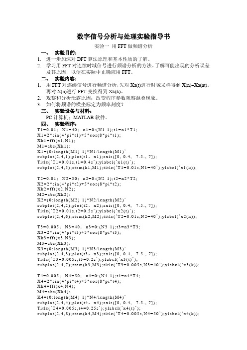 实验一数字信号分析与处理实验指导书