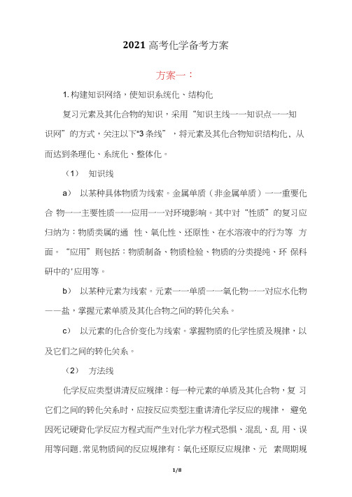 2021高考化学备考方案