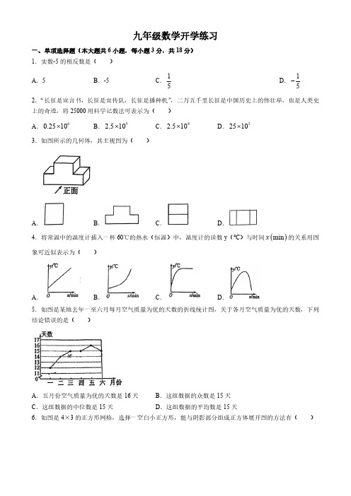 江西省赣州市南康区部分学校2024-2025学年九年级上学期开学考试数学试题(无答案)